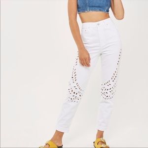 MOTO Topshop NWT cutout high waisted floral women’s white size 4 w26  l30